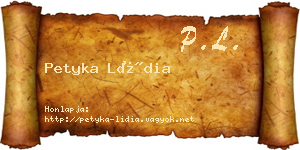 Petyka Lídia névjegykártya
